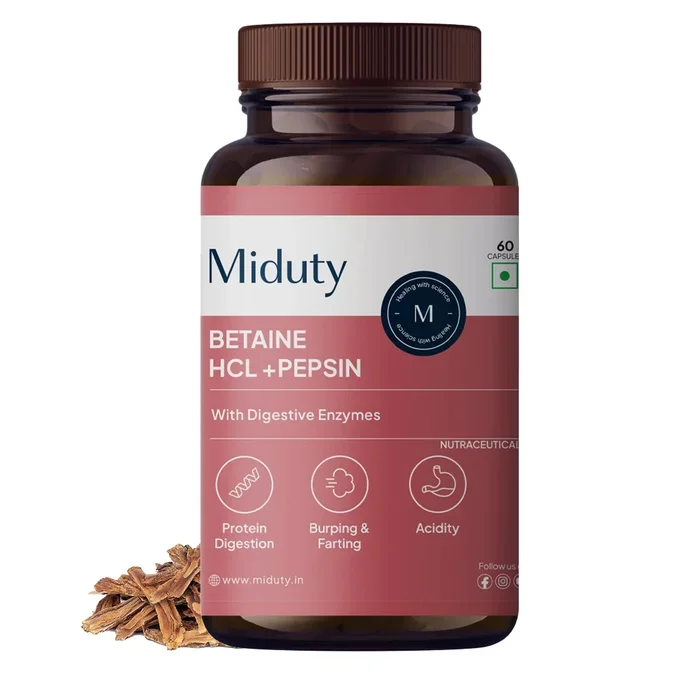 Miduty Betain HCL + Pepsin Capsule – 60 Capsules