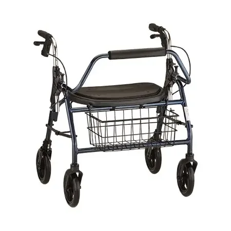 Mighty Mack – 4 Wheel Rollator Blue Adjustable Height / Extra Wide / Heavy Duty / Folding Aluminum Frame – 4216BL