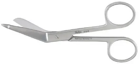 Miltex – Bandage Scissors Lister 8 Inch Length Surgical Grade Stainless Steel NonSterile Finger Ring Handle Angled Blade Blunt Tip / Blunt Tip – 5-550