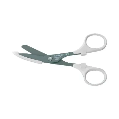 Miltex – Bandage Scissors Nurse 5-1/2 Inch Length Surgical Grade Fluoride Coated Stainless Steel / Plastic NonSterile Finger Ring Handle Angled Blade Blunt Tip / Blunt Tip – 5-700