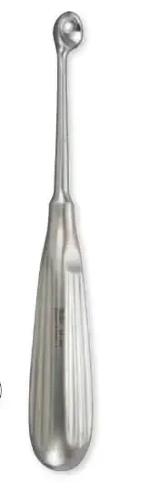 Miltex – Bone Curette Bruns 6-3/4 Inch Length Hollow Handle with Grooves Size 6 Tip Straight Round Cup Tip – 26-1660