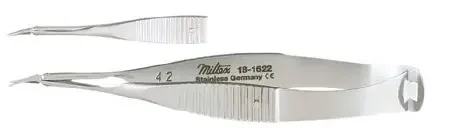 Miltex – Capsulotomy Scissors Vannas 3-1/4 Inch Length OR Grade German Stainless Steel NonSterile Thumb Handle with Spring Curved Blade Sharp Tip / Sharp Tip – 18-1622