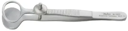 Miltex – Chalazion Forceps Desmarres 3-1/2 Inch Length OR Grade German Stainless Steel NonSterile NonLocking Thumb Handle Straight Serrated Tip – 18-1200
