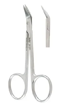 Miltex – Conjunctival Scissors Wilmer-Converse 4 Inch Length OR Grade German Stainless Steel NonSterile Finger Ring Handle Angled Blade Sharp Tip / Sharp Tip – 18-1440