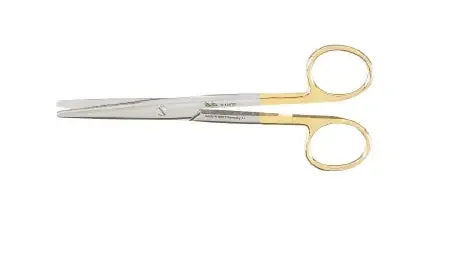 Miltex – Dissecting Scissors Mayo 5-1/2 Inch Length OR Grade German Stainless Steel / Tungsten Carbide NonSterile Finger Ring Handle Straight Rounded Blades Blunt Tip / Blunt Tip – 5-136TC