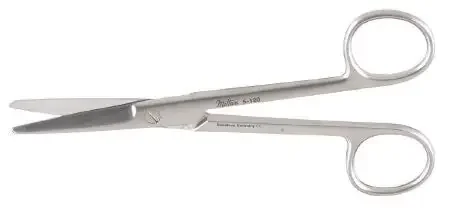 Miltex – Dissecting Scissors Mayo 6-3/4 Inch Length OR Grade German Stainless Steel NonSterile Finger Ring Handle Curved Beveled Blades Blunt Tip / Blunt Tip – 5-126