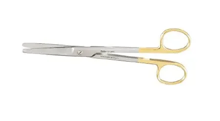 Miltex – Dissecting Scissors Mayo 6-3/4 Inch Length OR Grade German Stainless Steel / Tungsten Carbide NonSterile Finger Ring Handle Straight Beveled Blades Blunt Tip / Blunt Tip – 5-124TC