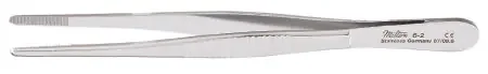 Miltex – Dressing Forceps 6 Inch Length OR Grade German Stainless Steel NonSterile NonLocking Thumb Handle Straight Serrated Tips – 6-10