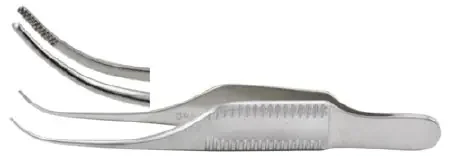 Miltex – Dressing Forceps Iris 3 Inch Length OR Grade German Stainless Steel NonSterile NonLocking Thumb Handle Curved Serrated Tip – 18-825