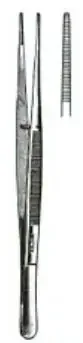 Miltex – Dressing Forceps Potts-Smith 8-1/4 Inch Length OR Grade German Stainless Steel NonSterile NonLocking Thumb Handle Straight Serrated Tip – 6-156