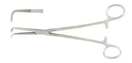 Miltex – Hemostatic Forceps Kantrowitz 7-1/2 Inch Length OR Grade German Stainless Steel NonSterile Ratchet Lock Finger Ring Handle Angled 90° Angular Tip – 25-836