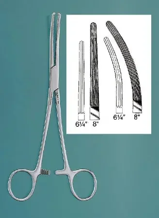 Miltex – Hemostatic Forceps Rochester-Ochsner 7-1/4 Inch Length OR Grade German Stainless Steel NonSterile Ratchet Lock Finger Ring Handle Curved Serrated Tips with 1 X 2 Teeth – 7-162