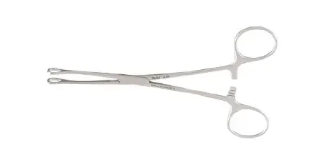 Miltex – Intestinal Forceps Williams 6-1/2 Inch Length OR Grade German Stainless Steel NonSterile Ratchet Lock Finger Ring Handle Straight Cross Serrated Fenestrated Oval Jaws – 16-56