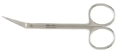 Miltex – Iris Scissors 4-1/2 Inch Length OR Grade German Stainless Steel NonSterile Finger Ring Handle Angled Blade Sharp Tip / Sharp Tip – 5-308