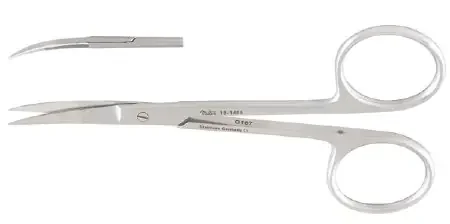 Miltex – Iris Scissors 4 Inch Length OR Grade German Stainless Steel NonSterile Finger Ring Handle Curved Blade Sharp Tip / Sharp Tip – 18-1405