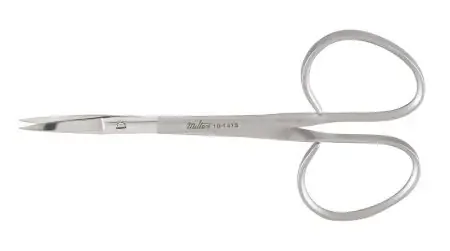 Miltex – Iris Scissors 4 Inch Length OR Grade German Stainless Steel NonSterile Ribbon Style Finger Ring Handle Straight Blade Sharp Tip / Sharp Tip – 18-1415