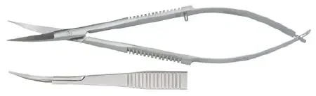 Miltex – Iris Scissors Noyes 4-1/2 Inch Length OR Grade German Stainless Steel NonSterile Thumb Handle with Spring Curved Blade Sharp Tip / Sharp Tip – 18-1516