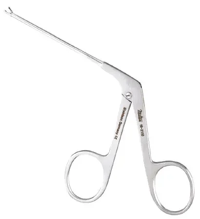 Miltex – Micro Ear Forceps 3-1/4 Inch Length OR Grade German Stainless Steel NonSterile NonLocking Finger Ring Handle Straight 0.8 mm Wide Alligator Oval Cup Jaws – 19-2110-B