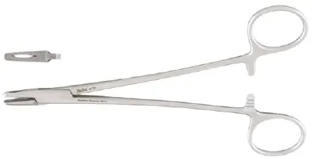Miltex – Needle Holder 7 Inch Length Fenestrated Jaws Finger Ring Handle – 8-70