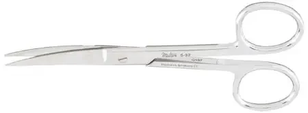 Miltex – Operating Scissors 4-1/2 Inch Length OR Grade German Stainless Steel NonSterile Finger Ring Handle Curved Blade Sharp Tip / Sharp Tip – 5-32