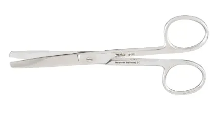 Miltex – Operating Scissors 4-1/2 Inch Length OR Grade German Stainless Steel NonSterile Finger Ring Handle Straight Blade Blunt Tip / Blunt Tip – 5-22