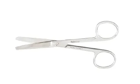 Miltex – Operating Scissors 4-1/2 Inch Length OR Grade German Stainless Steel NonSterile Finger Ring Handle Curved Blade Blunt Tip / Blunt Tip – 5-52