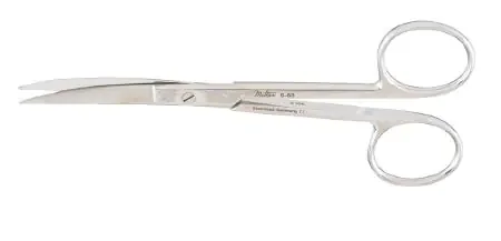 Miltex – Operating Scissors 5 Inch Length OR Grade German Stainless Steel NonSterile Finger Ring Handle Curved Blade Sharp Tip / Sharp Tip – 5-63