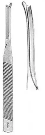 Miltex – Osteotome Silver Curved Left Blade with Guard OR Grade Stainless Steel NonSterile 7 Inch Length – 21-229