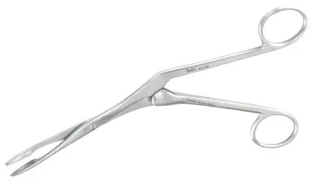 Miltex – Septum Forceps Knight 6-3/4 Inch Length OR Grade German Stainless Steel NonSterile NonLocking Finger Ring Handle Angled Serrated Tips – 20-148