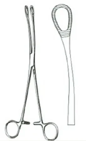 Miltex – Sponge Forceps Foerster 7 Inch Length OR Grade German Stainless Steel NonSterile Ratchet Lock Finger Ring Handle Curved Serrated Tip – 7-614