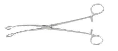 Miltex – Sponge Forceps Foerster 9-1/2 Inch Length OR Grade German Stainless Steel NonSterile Ratchet Lock Finger Ring Handle Curved Serrated Tip – 7-610