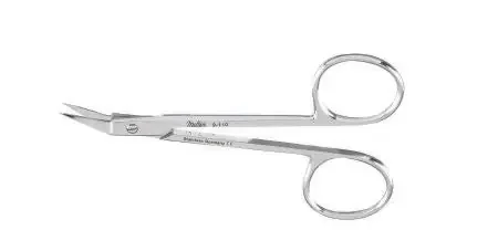 Miltex – Stitch Scissors O‘Brien 3-3/4 Inch Length OR Grade German Stainless Steel NonSterile Finger Ring Handle Angled Blade Sharp Tip / Sharp Tip – 9-110