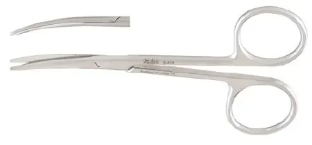 Miltex – Strabismus Scissors 4 Inch Length OR Grade German Stainless Steel NonSterile Finger Ring Handle Curved Blade Blunt Tip / Blunt Tip – 5-314