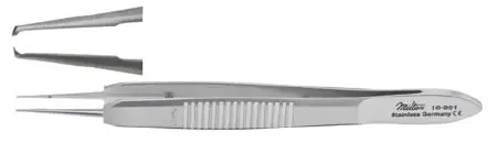 Miltex – Suture Forceps Castroviejo 4 Inch Length OR Grade German Stainless Steel NonSterile NonLocking Thumb Handle Straight Serrated Tips with 1 X 2 Teeth – 18-950