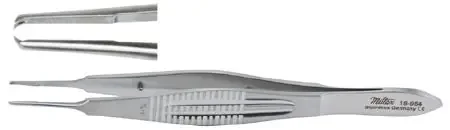 Miltex – Suture Forceps Castroviejo 4 Inch Length OR Grade German Stainless Steel NonSterile NonLocking Thumb Handle Straight Serrated Tips with 1 X 2 Teeth – 18-954