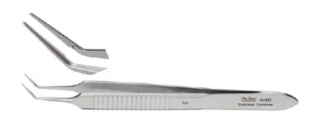 Miltex – Suture Forceps McPherson 3-1/2 Inch Length OR Grade German Stainless Steel NonSterile NonLocking Thumb Handle Angled Smooth Tip – 18-949