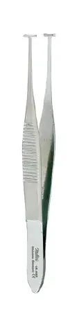 Miltex – Tissue Forceps Green 4 Inch Length OR Grade German Stainless Steel NonSterile NonLocking Thumb Handle Straight T-Shape Tips with 8 X 9 Teeth – 18-897