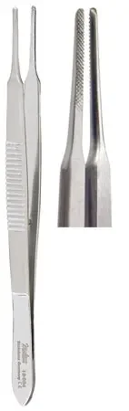 Miltex – Utility Forceps McCullough 4 Inch Length OR Grade German Stainless Steel NonSterile NonLocking Thumb Handle Straight Serrated Tips – 18-964