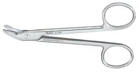 Miltex – Wire Cutting Scissors 4-3/4 Inch Length OR Grade German Stainless Steel NonSterile Finger Ring Handle Angled Blade Blunt Tip / Blunt Tip – 9-124