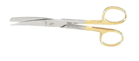 Miltex Carb-N-Sert – Operating Scissors 5-1/2 Inch Length Surgical Grade Stainless Steel / Tungsten Carbide NonSterile Finger Ring Handle Curved Blade Sharp Tip / Blunt Tip – 5-46TC