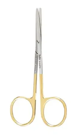 Miltex Carb-N-Sert – Strabismus Scissors 4 Inch Length OR Grade German Stainless Steel / Tungsten Carbide NonSterile Finger Ring Handle Straight Blade Blunt Tip / Blunt Tip – 5-312TC