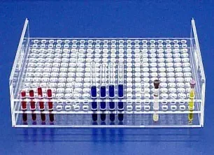 Mitchell Plastics – Stacking Test Tube Rack 100 Place 20 mm Tube Size Clear 5-1/2 X 10-1/2 X 11 Inch – STTR-10020