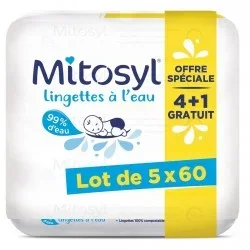 Mitosyl Lingettes à l’Eau 5 x 60 Lingettes