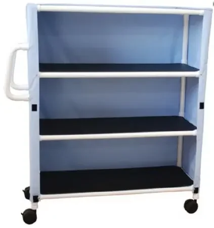 MJM International – Linen Cart with Cover 3 Shelves 125 lbs. per Shelf Weight Capacity PVC 4 Inch Twin Casters – 345-3C-4