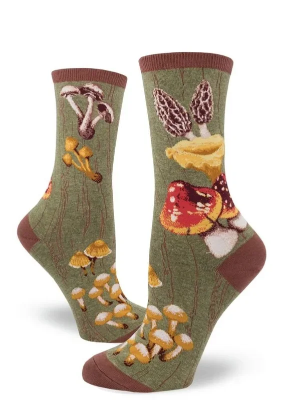 ModSocks Mushroom Women’s Crew Socks -Heather Moss 1 Pair Pack