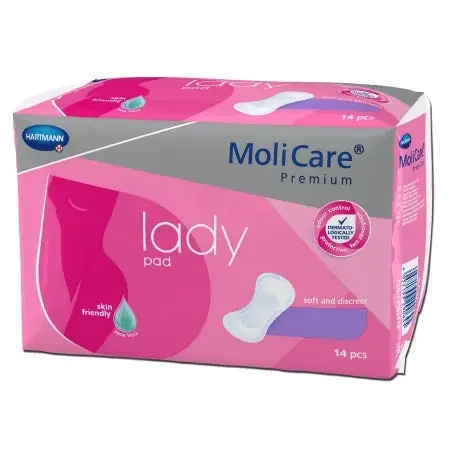 MoliCare Premium Lady Pads – Bladder Control Pad 3 X 8-1/2 Inch Light Absorbency Polymer Core One Size Fits Most Adult Female Disposable – 168132