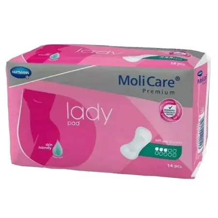 MoliCare Premium Lady Pads – Bladder Control Pad 5-51/2 X 13 Inch Moderate Absorbency Polymer Core One Size Fits Most Adult Female Disposable – 168644