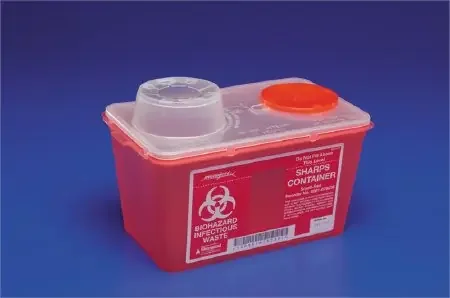 Monoject – Sharps Container 17-7/10 H X 6-3/4 W X 10-1/2 D Inch 3.5 Gallon Red Base / Translucent Lid Vertical Entry Chimney Top Lid – 8881676434