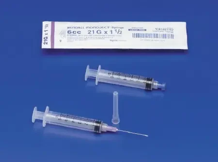 Monoject – Syringe with Hypodermic Needle 6 mL 21 Gauge 1 Inch Regular Wall NonSafety – 1181621100