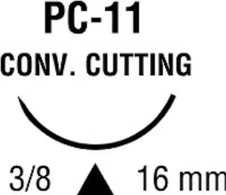 Monosof~Dermalon – Suture with Needle Nonabsorbable Uncoated Black Suture Monofilament Nylon Size 6 – 0 18 Inch Suture 1-Needle 16 mm Length 3/8 Circle Conventional Cutting Needle – SN-1966